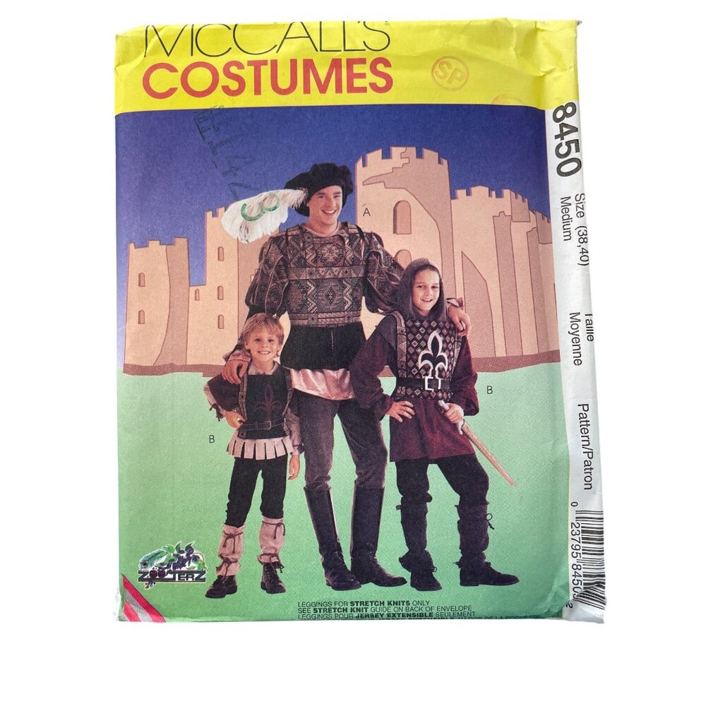 90s McCalls 8450 Costumes Pattern Size Medium Medieval Attire Vintage 1996 UNCUT